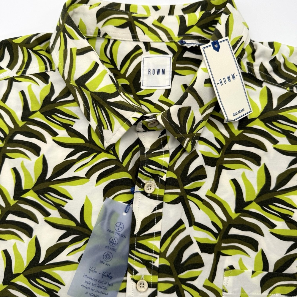 ROWN Men's Big Man Floral 3XB‎ Short Sleeve Button Up Multicolor Palm Leaves NWT